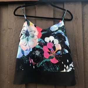 French Connection black and floral print camisole